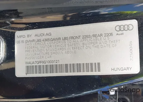 2016 Audi A3 1.8T Premium z USA, uszkodzony, nr VIN WAUA7GFF6G1003121